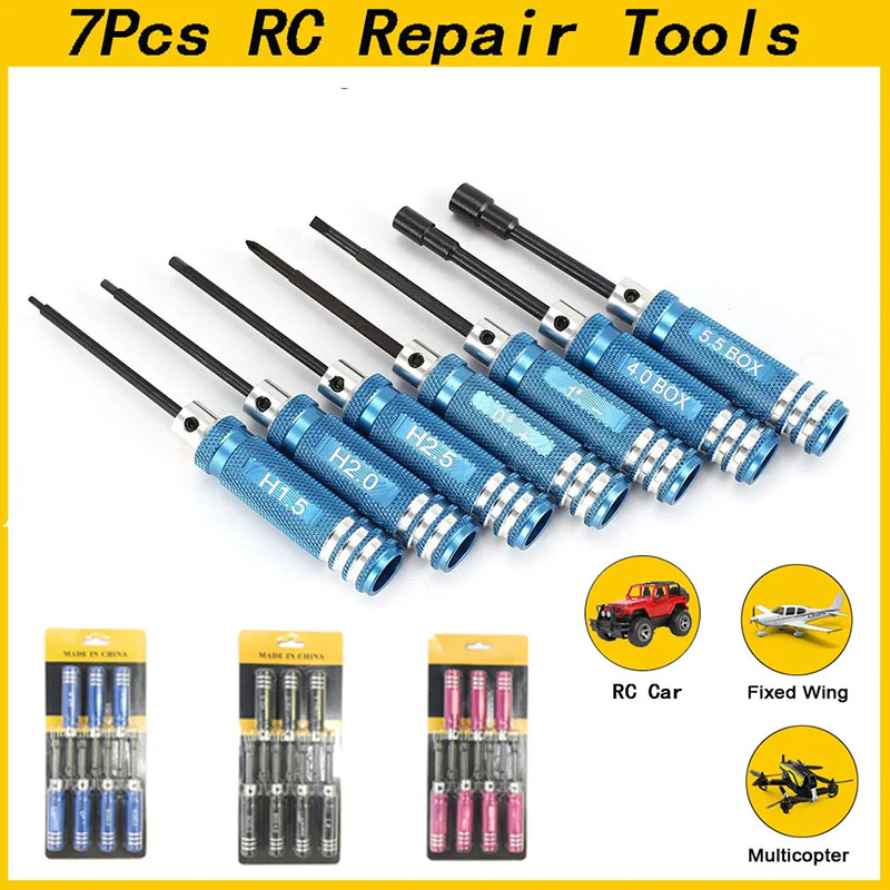 7Pcs 1.5 2.0 2.5mm RC Hex Driv - مراجعة Rc Helicopter Tool Kit وسعره
