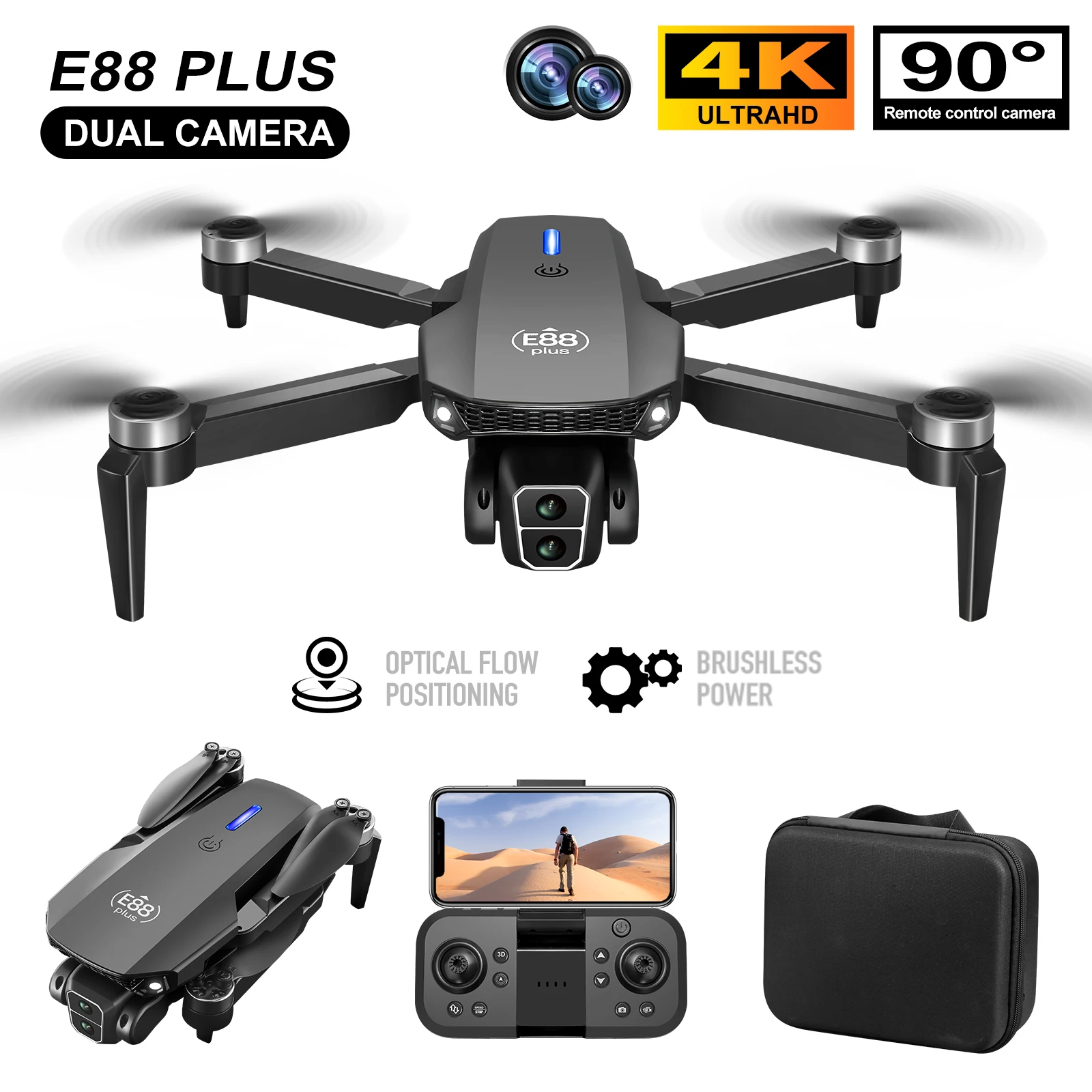 New E88 Plus Quadcopter Drone: - مراجعة Rc Helicopter Case وسعره